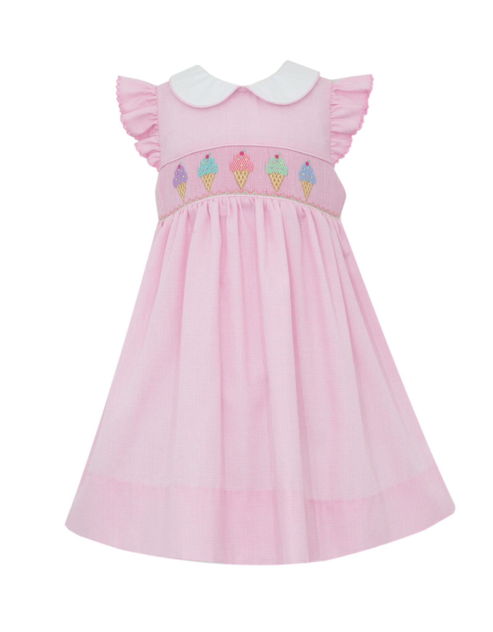 Petit Bebe Pink Microcheck Sundress, Ice Cream Smock