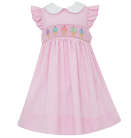 Petit Bebe Pink Microcheck Sundress, Ice Cream Smock