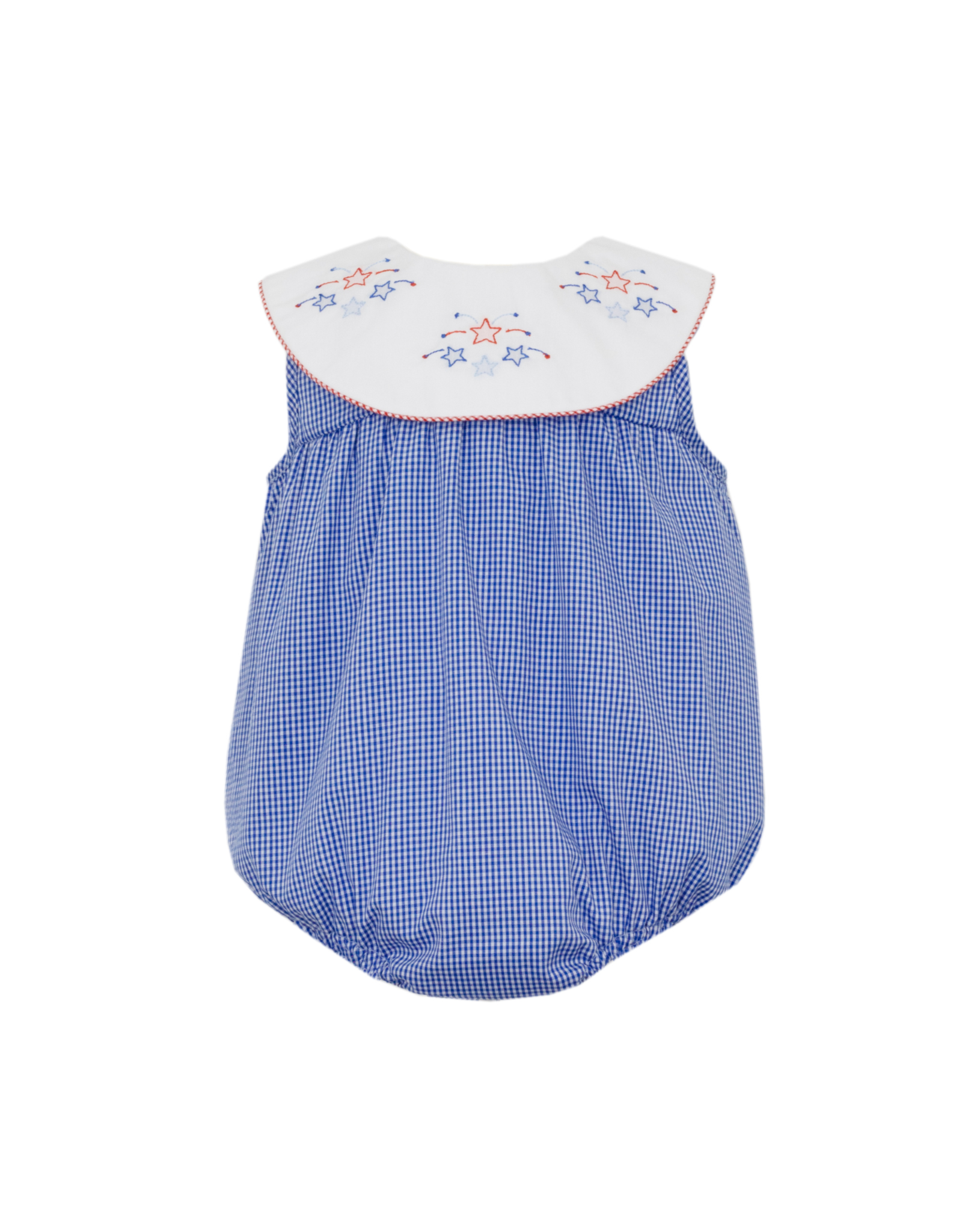 Anavini Blue Microcheck Bubble with Round Collar, Stars