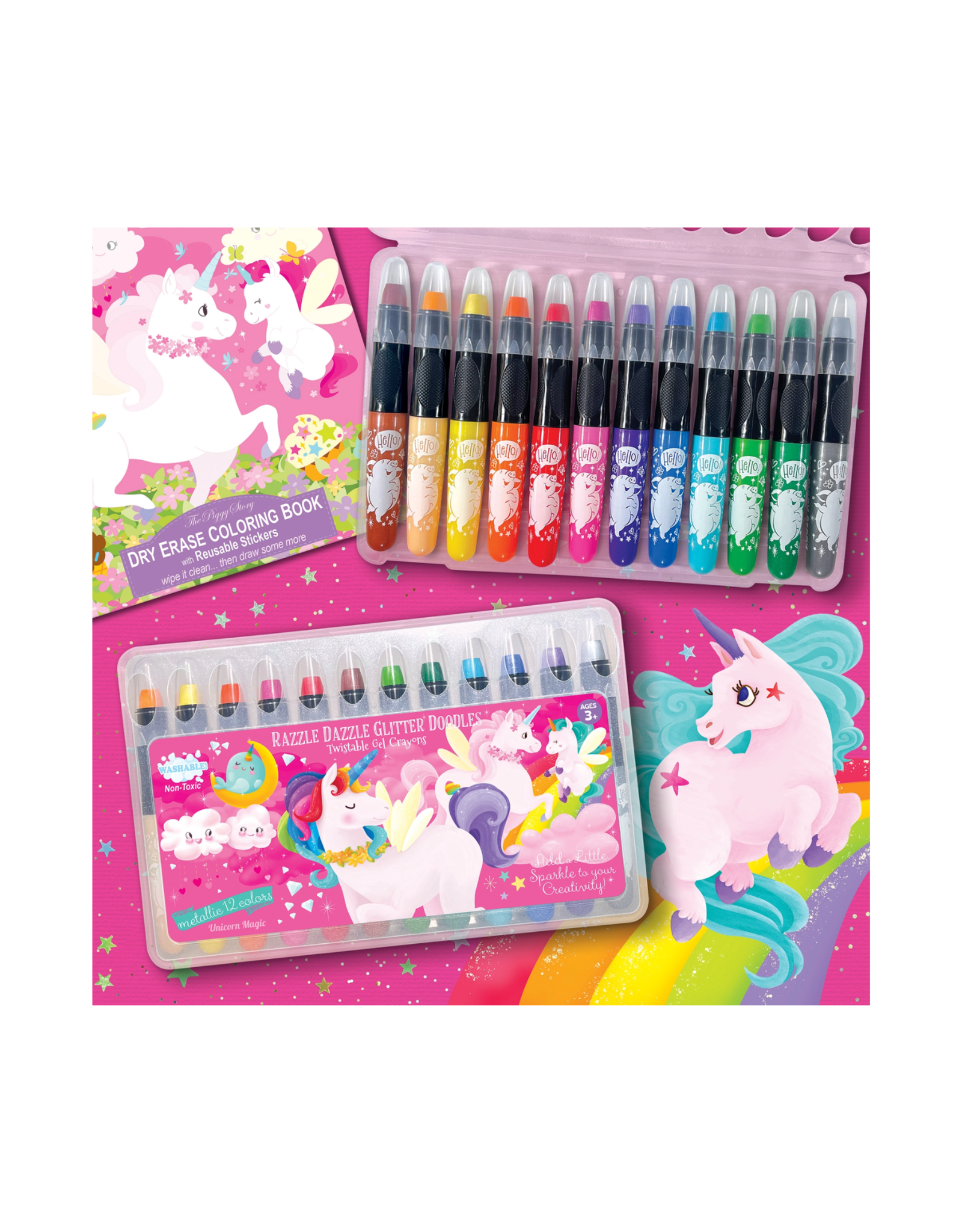 The Piggy Story Inc. Unicorn Magic Glitter Doodle Twistable Gel Crayons