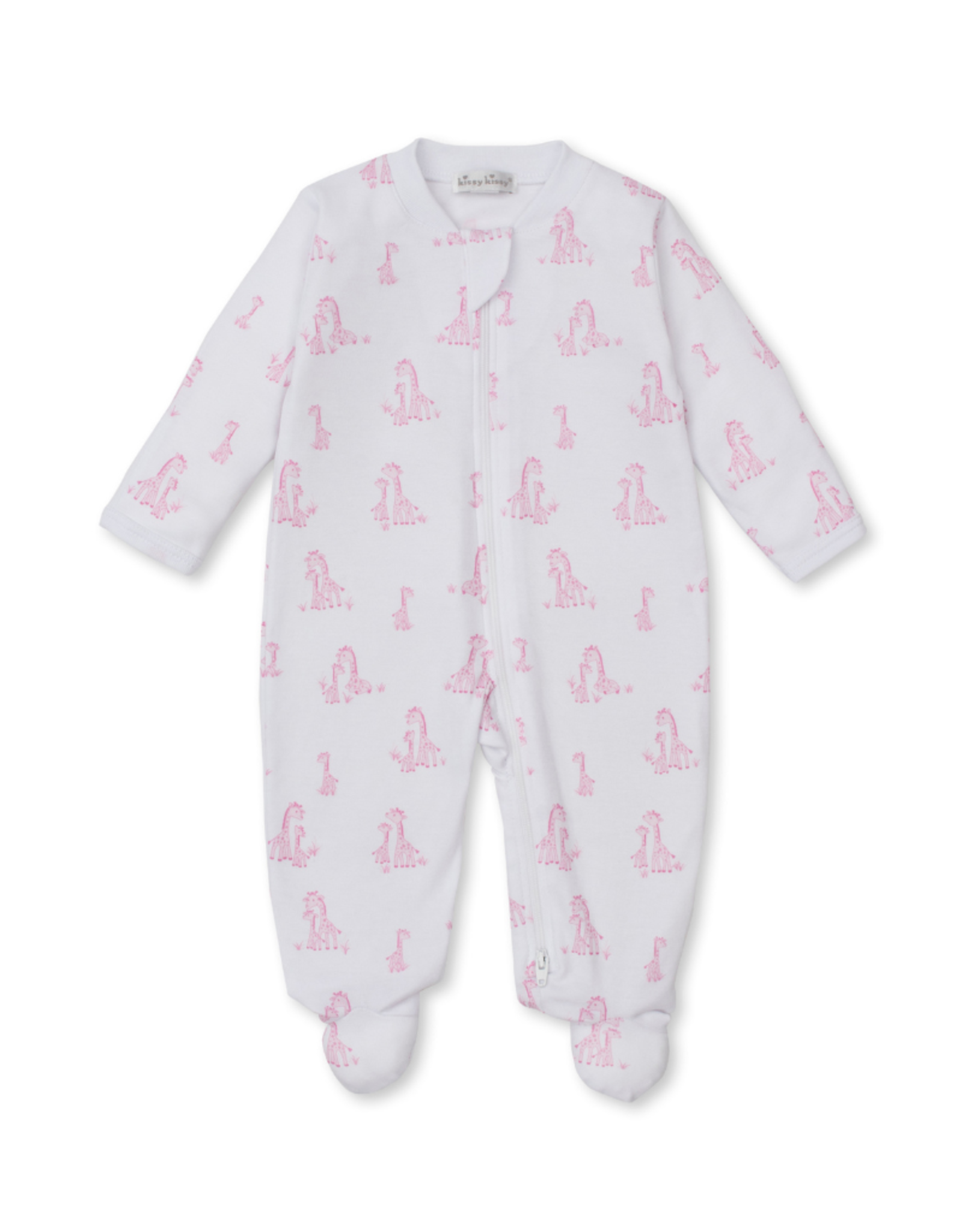 Kissy Kissy Giraffe Grace Printed Zipper Footie, Pink