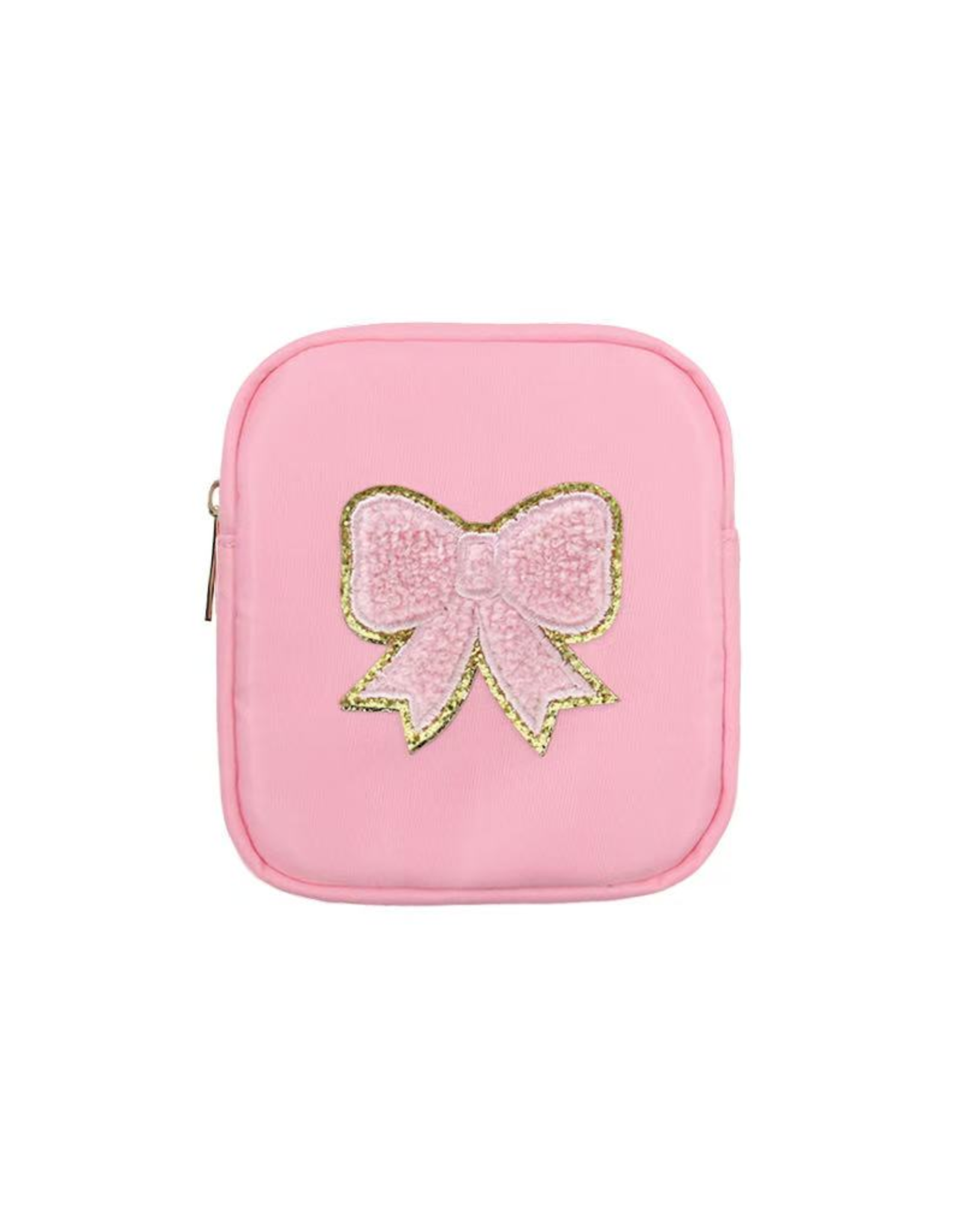 Mavi Bandz Pink Nylon Chenille Bow Cosmetic Bag