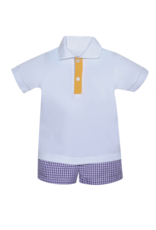 Southern Saturday Purple/Gold Polo Short Set