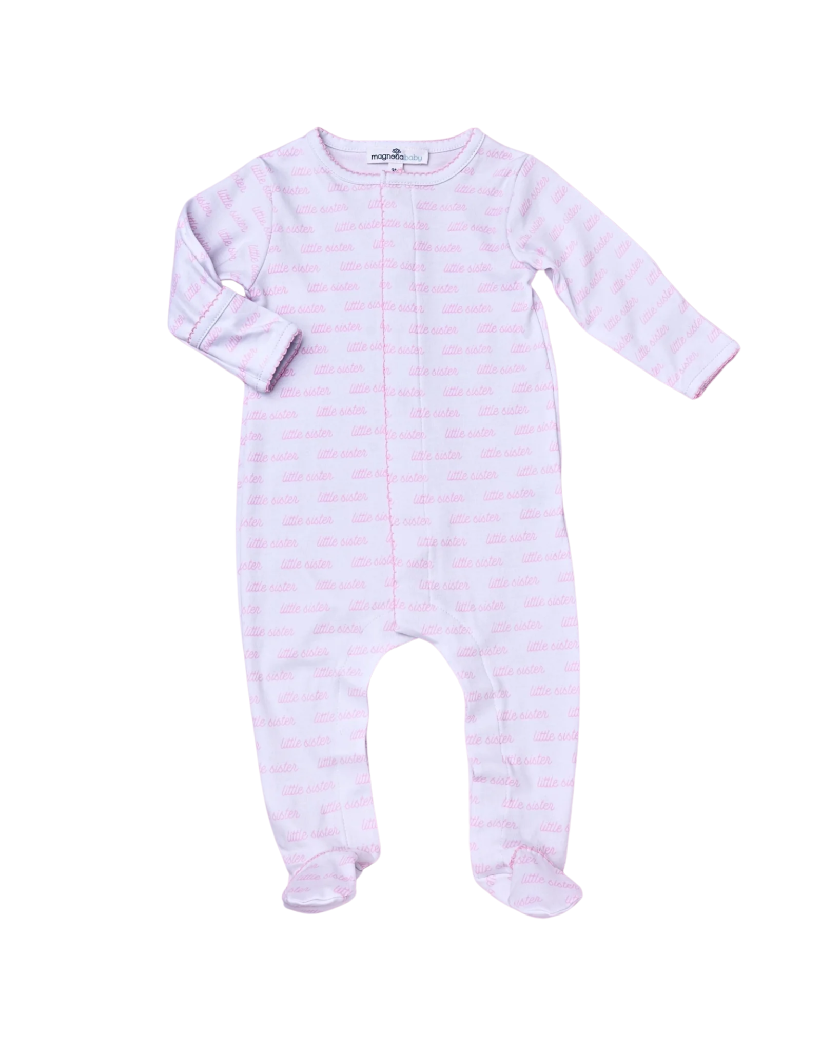 Magnolia Baby Little Sister SS25 Printed Zipper Footie