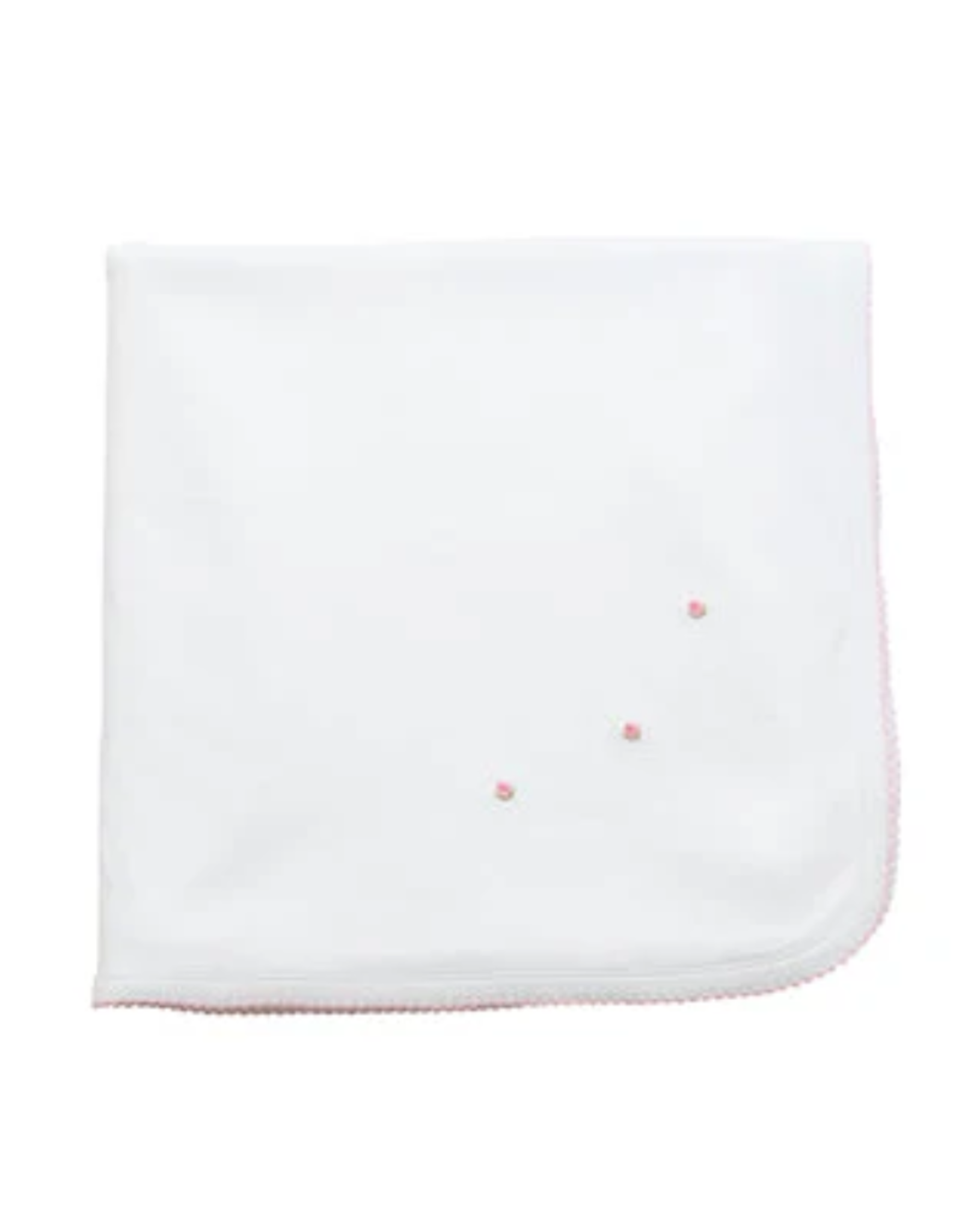 The Proper Peony Small Pima Blanket, White with Pink Rosebud