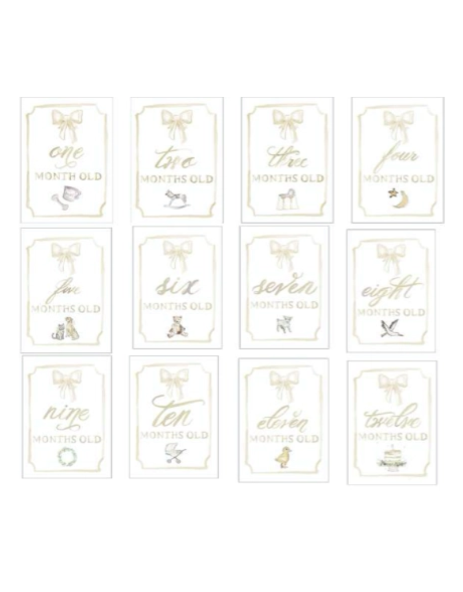 Over The Moon Monthly Milestone Card Set - Ivory