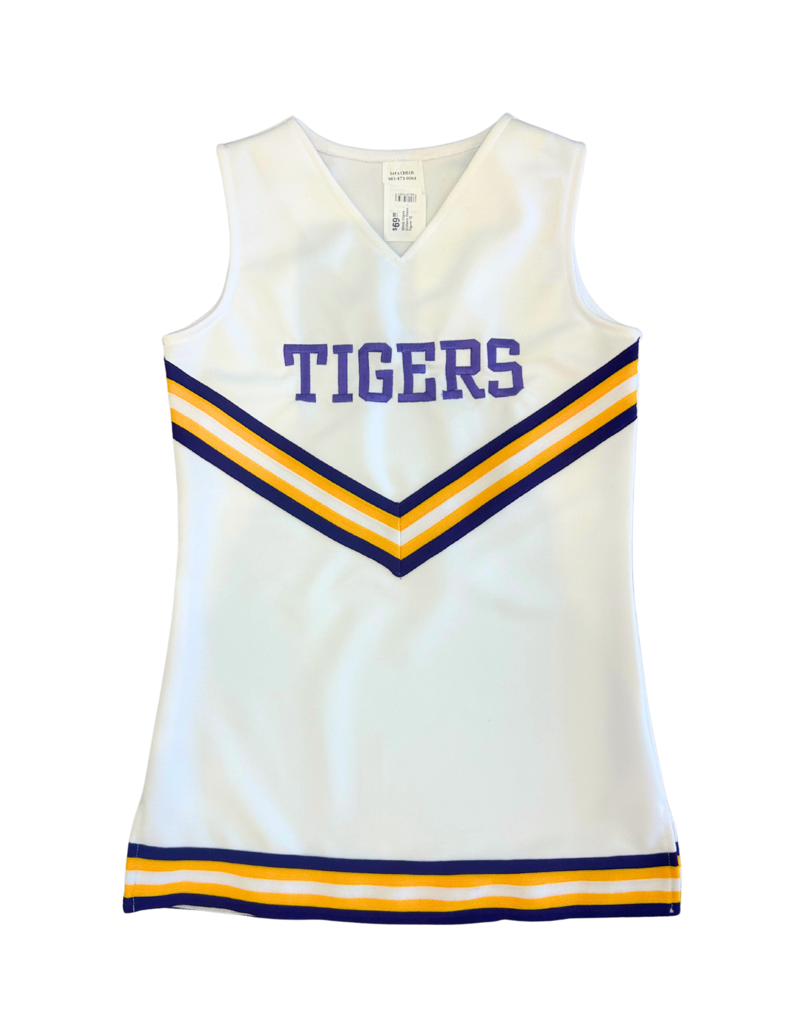 Let's Cheer White Cheer V-Neck Uniform Dress - Tigers
