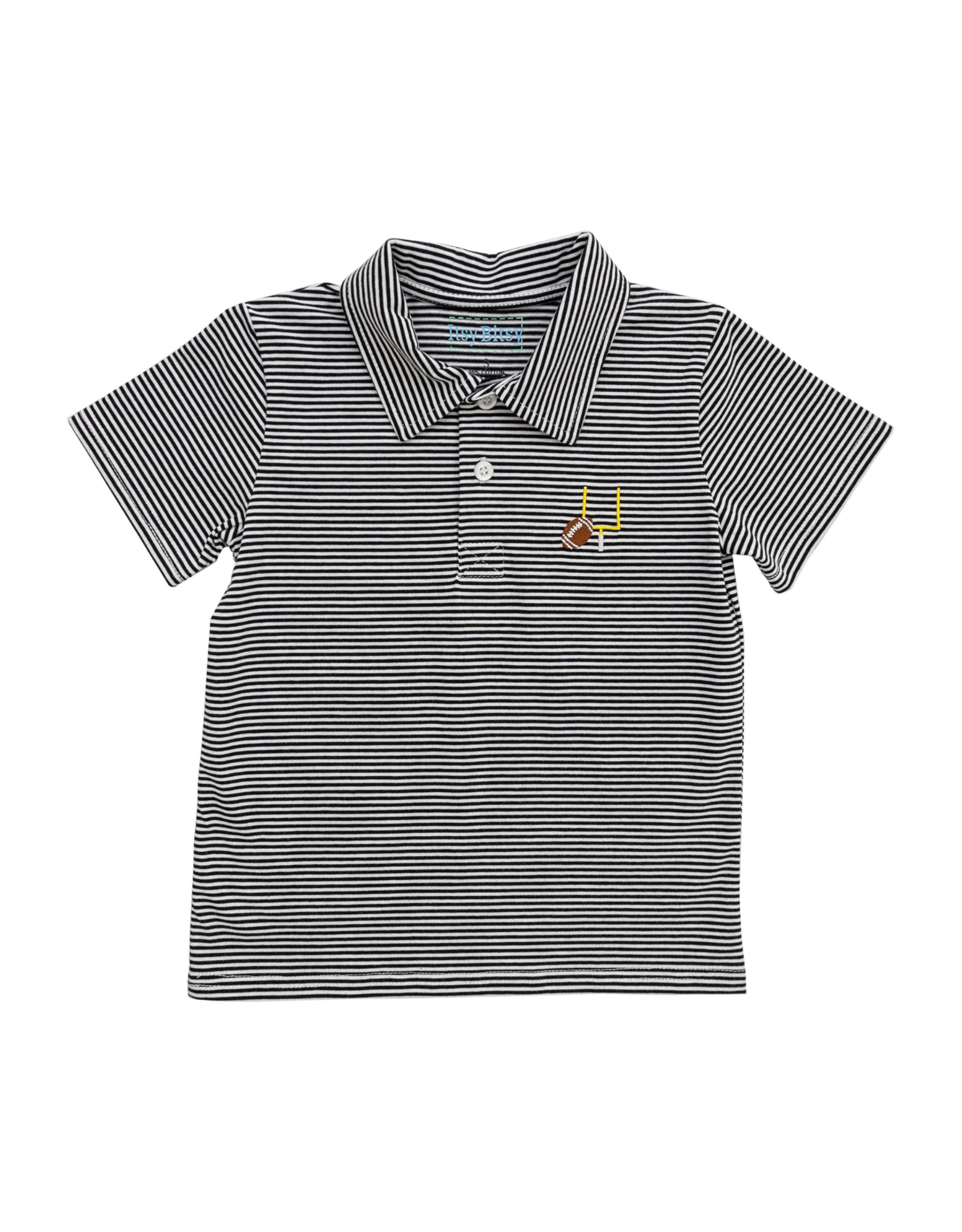 Itsy Bitsy Black Stripe Game Day Polo, Goal Post