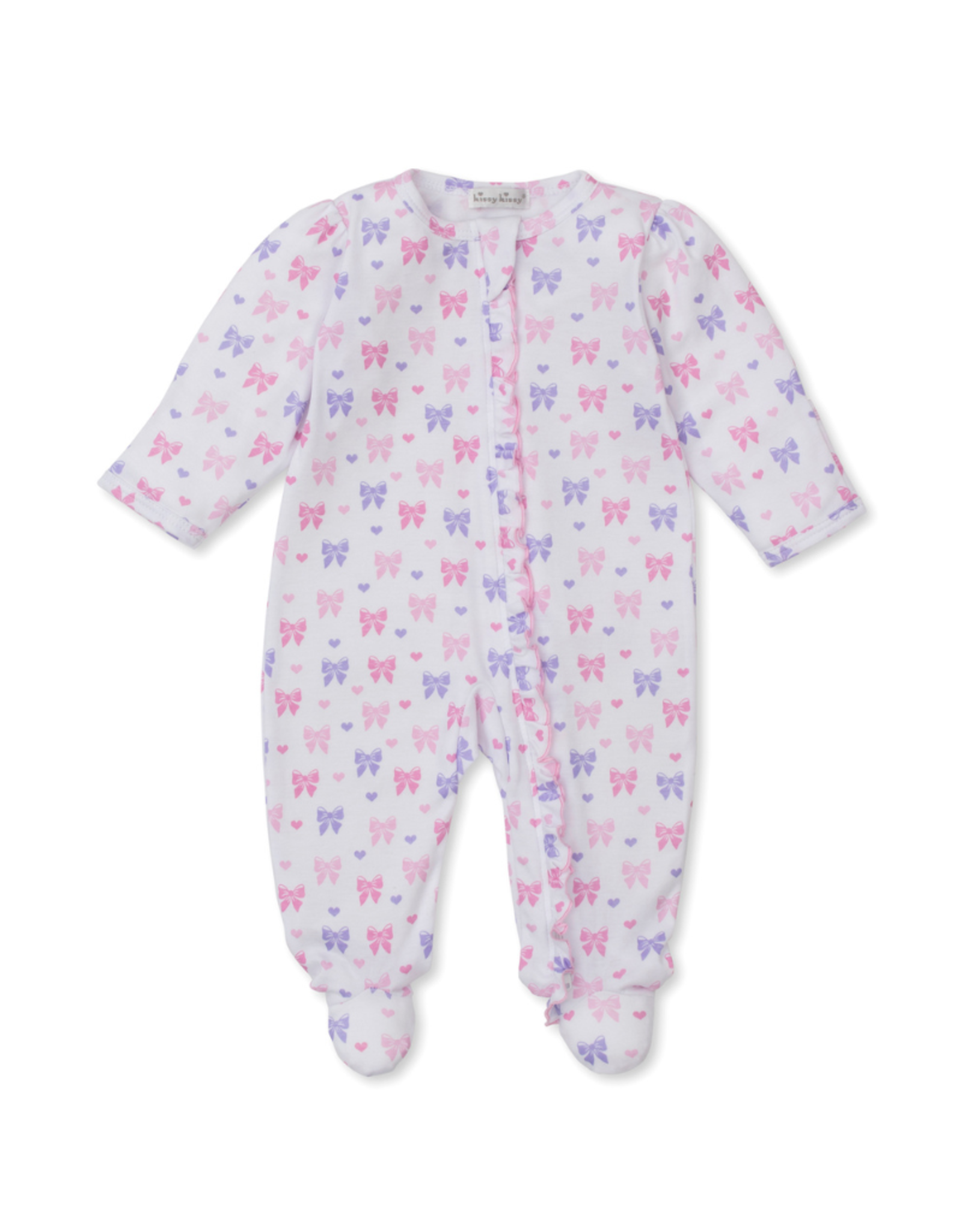 Kissy Kissy Footie w/ Zip Print, Billowy Bows