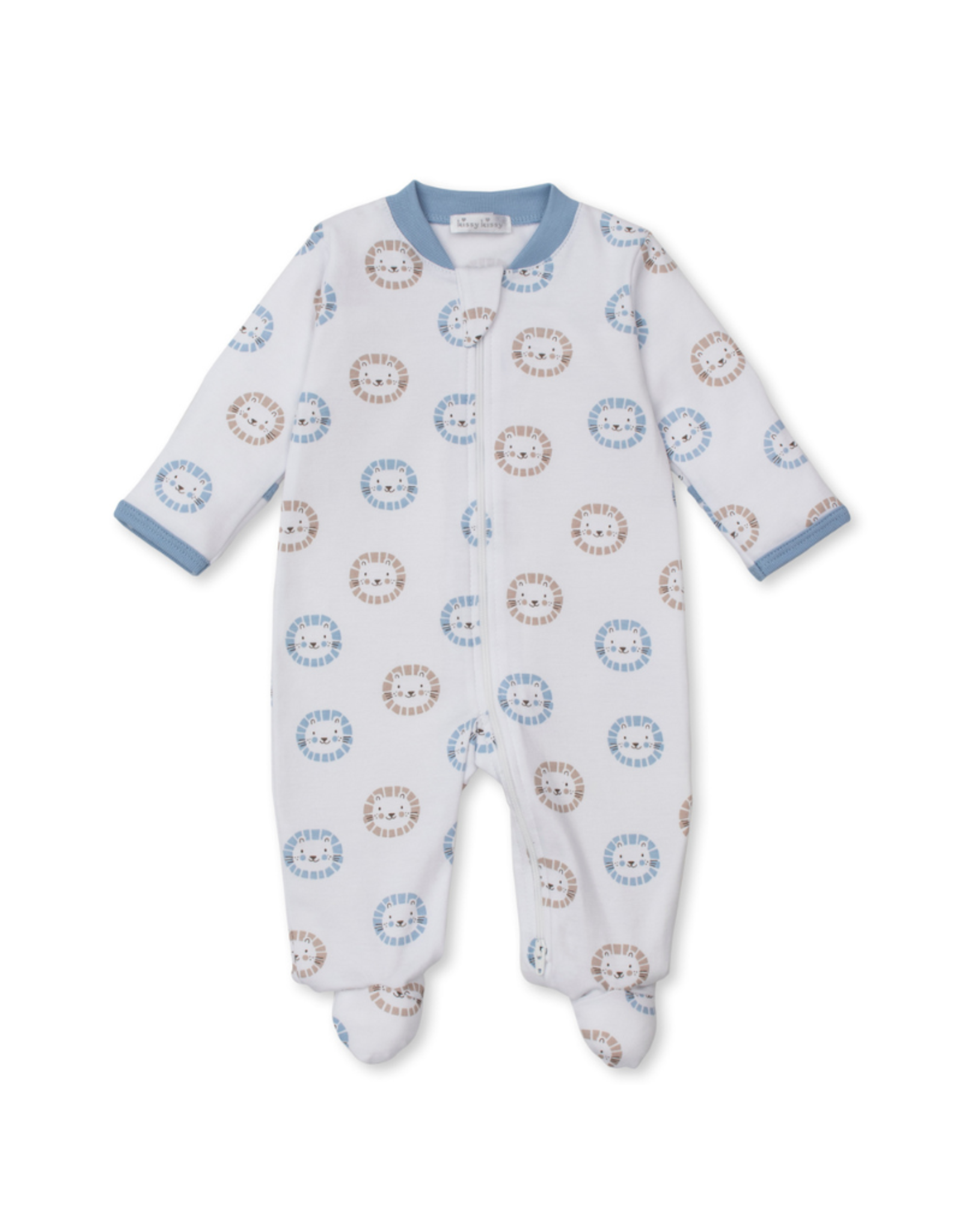 Kissy Kissy Footie with Zip Print, Mighty Lions