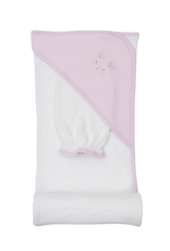 Kissy Kissy Pink Teddy Bear Time Hooded Towel w/ Mitt Set