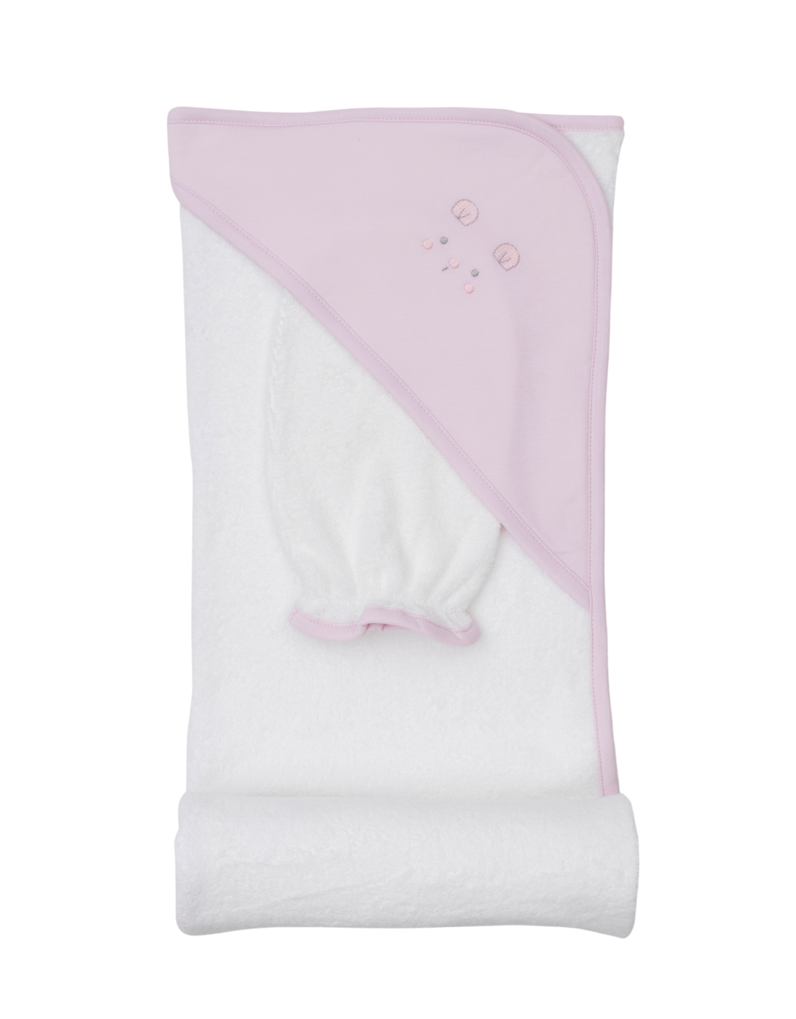 Kissy Kissy Pink Teddy Bear Time Hooded Towel w/ Mitt Set
