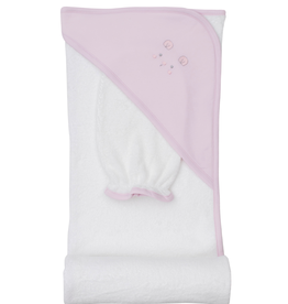 Kissy Kissy Pink Teddy Bear Time Hooded Towel w/ Mitt Set