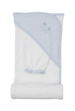 Kissy Kissy Blue Teddy Bear Time Hooded Towel w/ Mitt Set