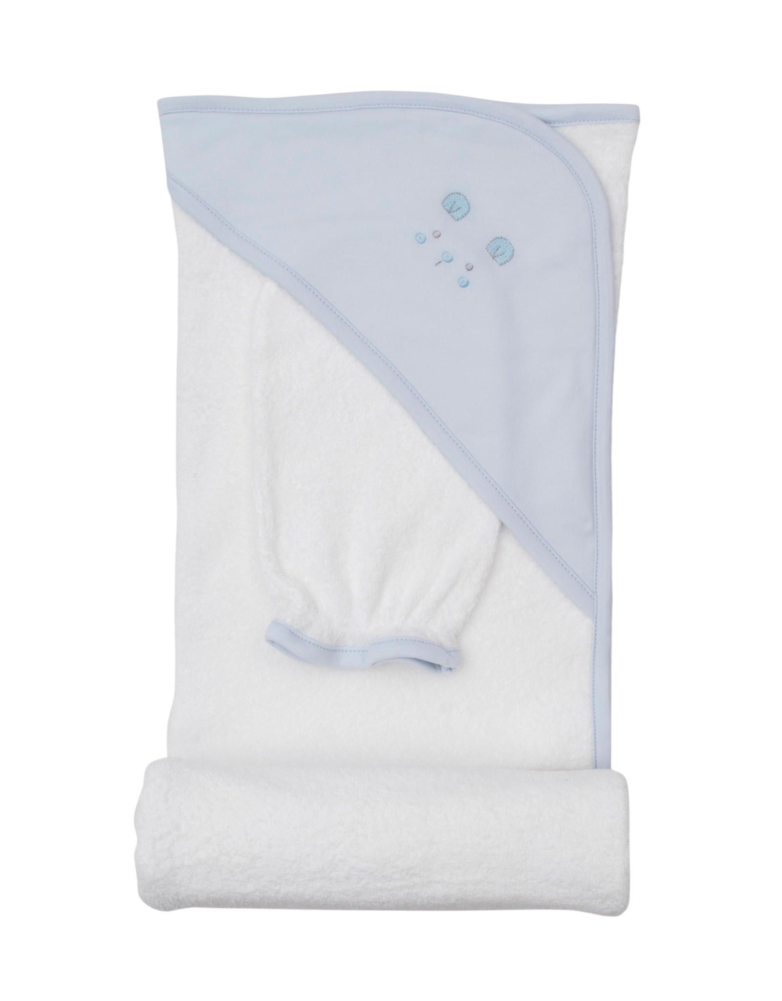 Kissy Kissy Blue Teddy Bear Time Hooded Towel w/ Mitt Set