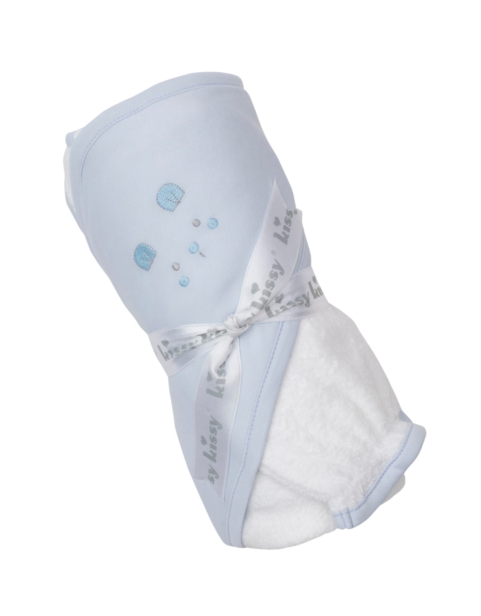 Kissy Kissy Blue Teddy Bear Time Hooded Towel w/ Mitt Set