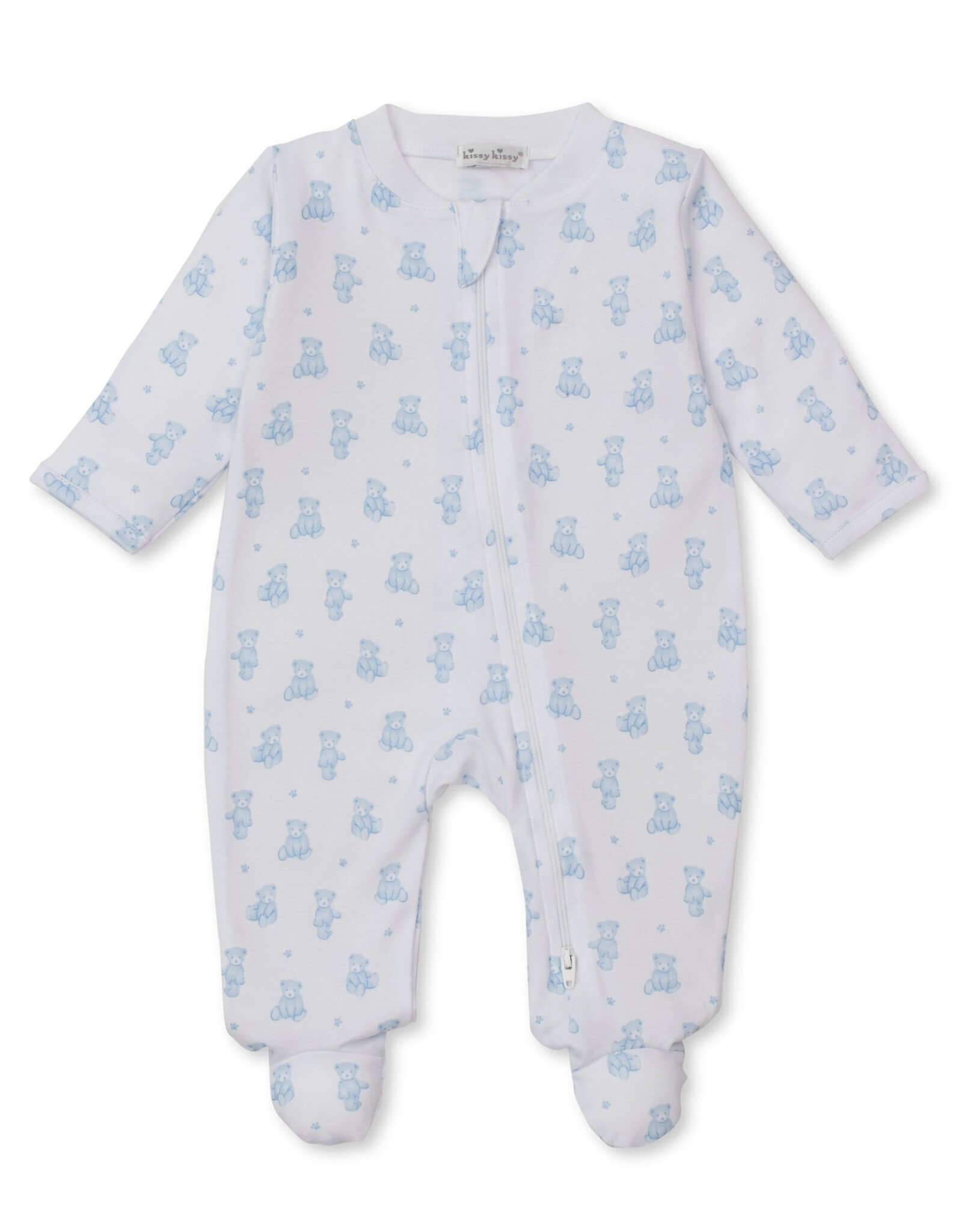 Kissy Kissy Blue Teddy Bear Time Footie w/ Zip