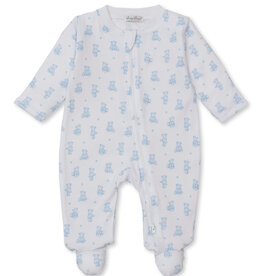 Kissy Kissy Blue Teddy Bear Time Footie w/ Zip