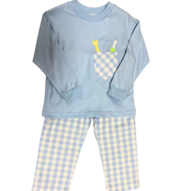 Funtasia Too Long Sleeve Pant Set, Tools in a Pocket Blue Check