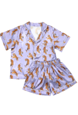 Blended Spirit Purple Tigers Satin Loungewear Set