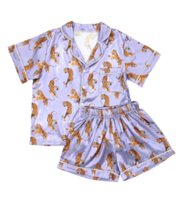 Blended Spirit Purple Tigers Satin Loungewear Set