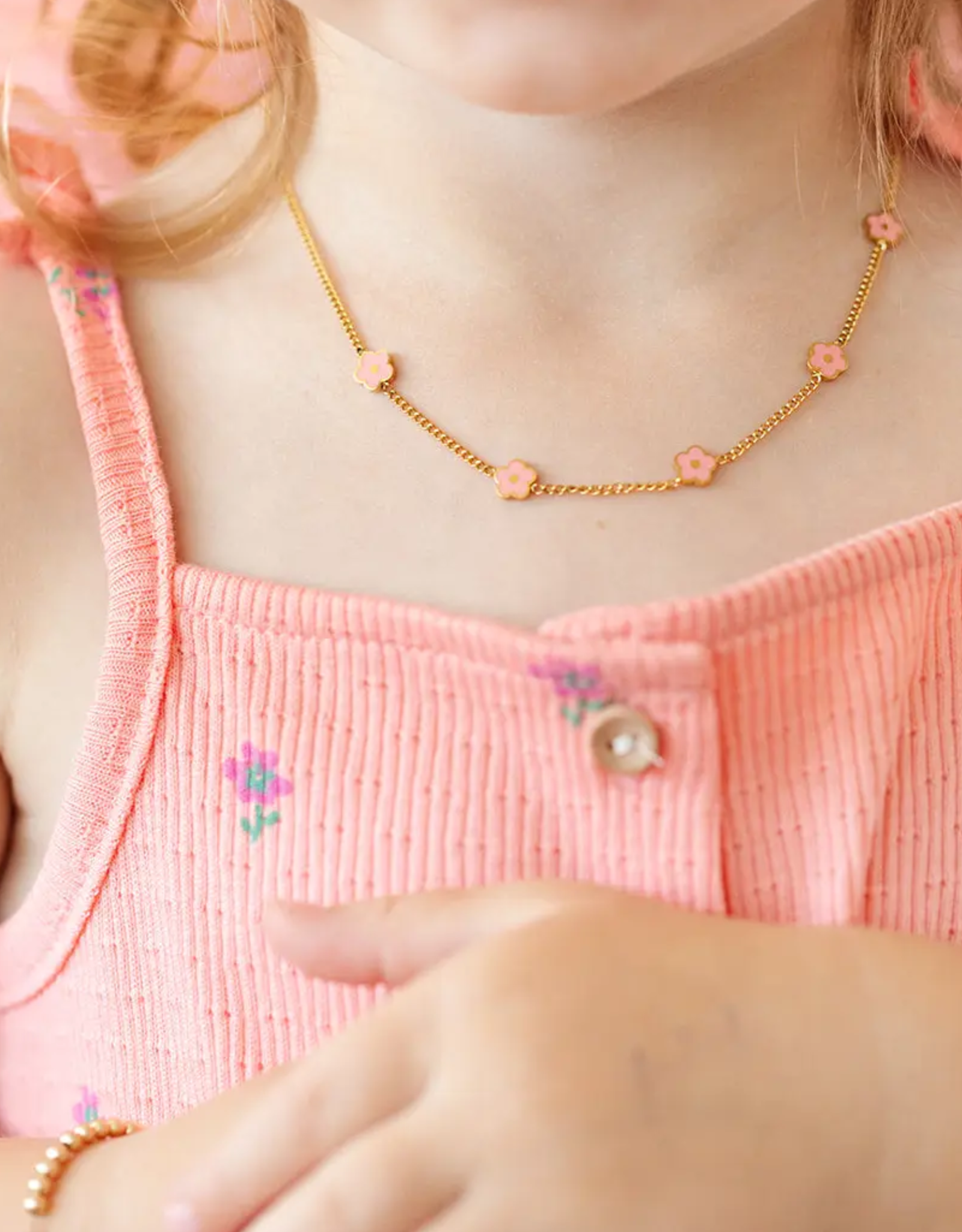 Pip Pop Post Petite Pink Flower Necklace
