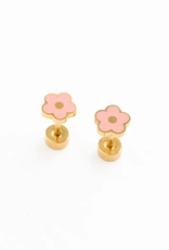 Pip Pop Post Petite Pink Flower Earrings