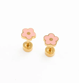 Pip Pop Post Petite Pink Flower Earrings