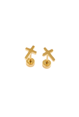 Pip Pop Post Flat Screwback Cross Earrings