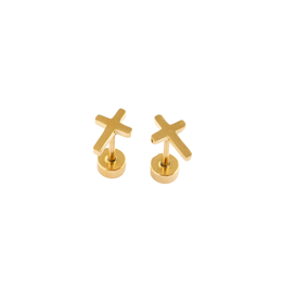 Pip Pop Post Flat Screwback Cross Earrings