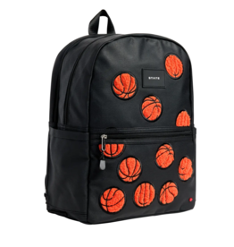 State Bags Kane Kid's Double Pocket Backpack - Fuzzy Basketballs