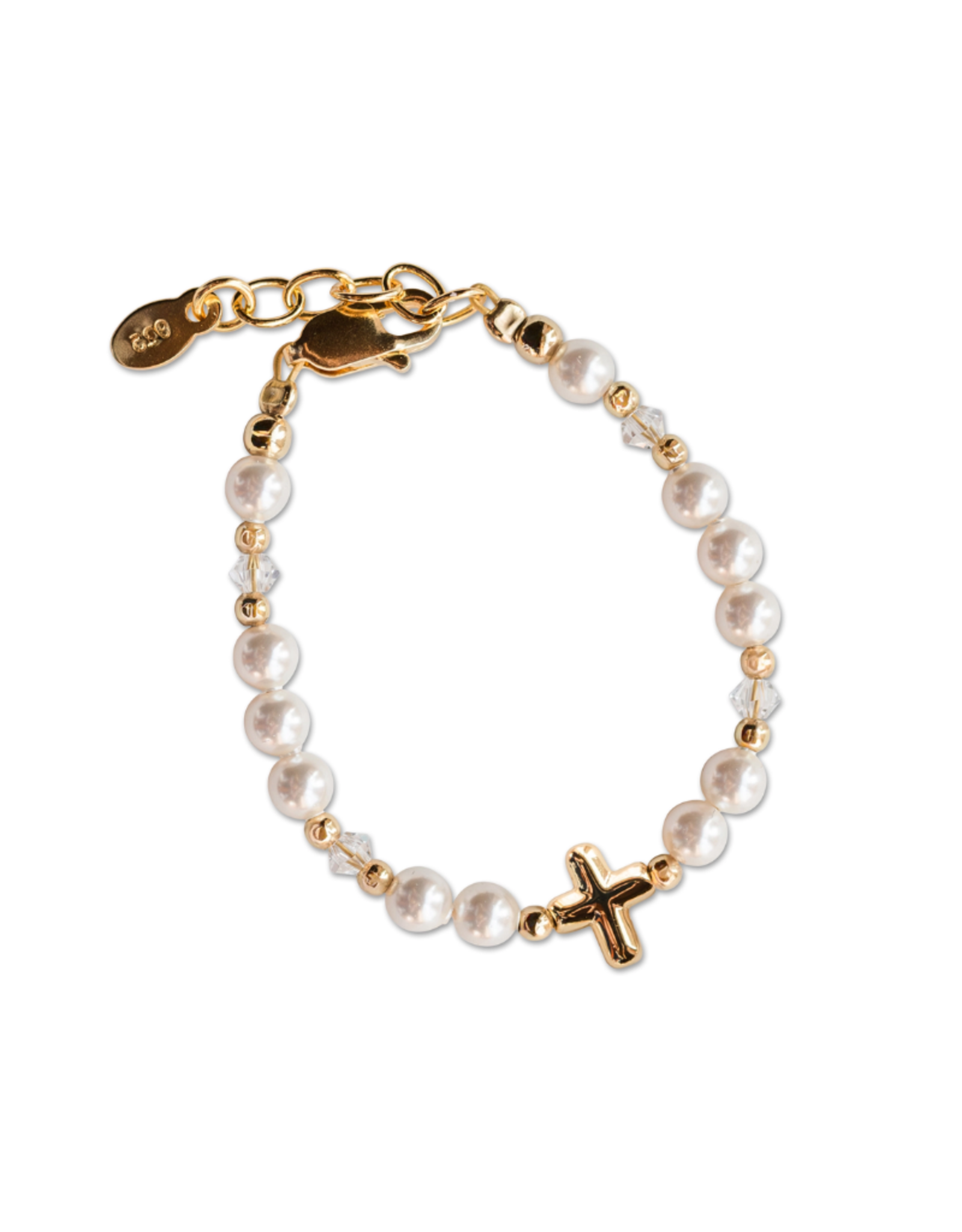 Cherished Moments 14k Gold Plated Baby Cross Bracelet