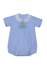 Baby Sen Blue Shay Bubble with Frog Smocking