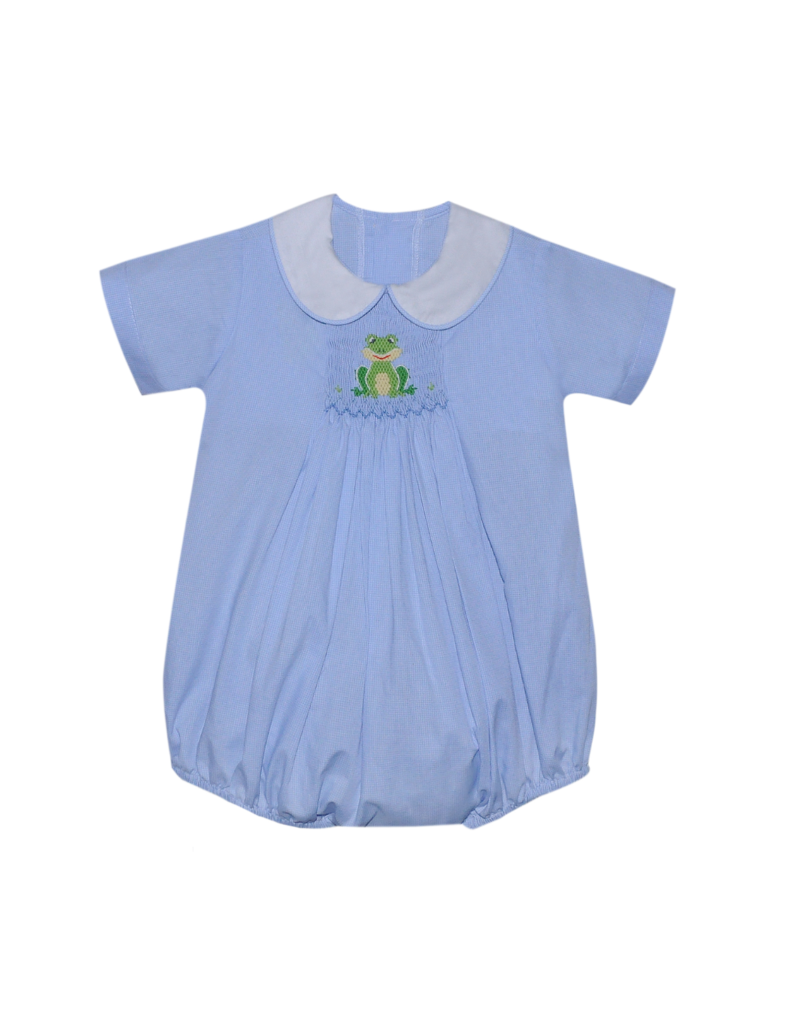 Baby Sen Blue Shay Bubble with Frog Smocking