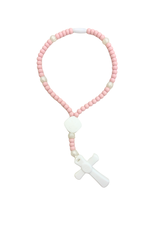 Teething Rosary Pink/White Large