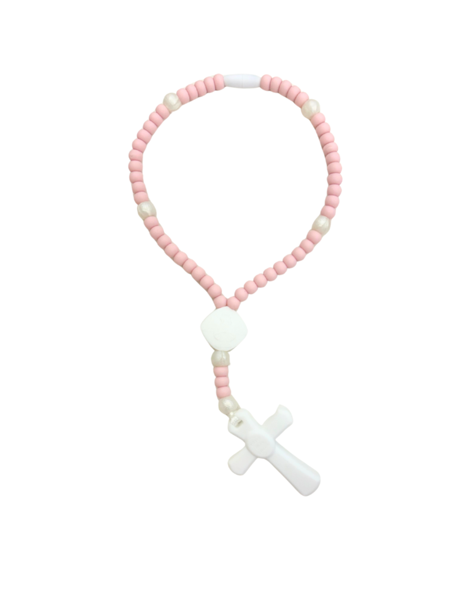 Teething Rosary Pink/White Large