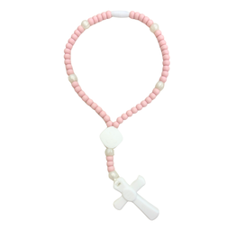 Teething Rosary Pink/White Large