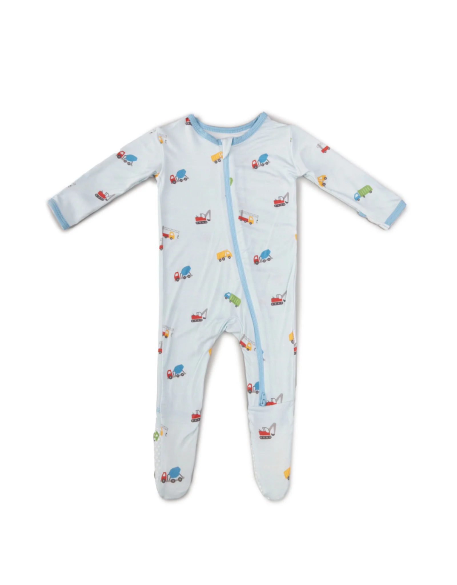 Bamboo Little Trucks Zipper Footie
