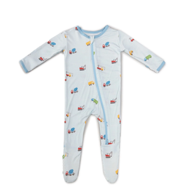 Bamboo Little Trucks Zipper Footie