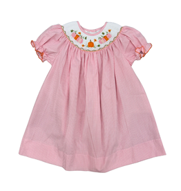 Lulu Bebe LLC Pink Gingham Pumpkin Smock Bishop Dress