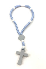 Teething Rosary Pastel Blue/White Large