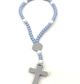 Teething Rosary Pastel Blue/White Large