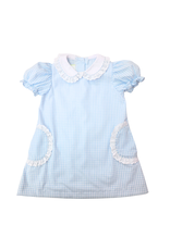 Zuccini Lace Pocket Dress, Lt Blue Check