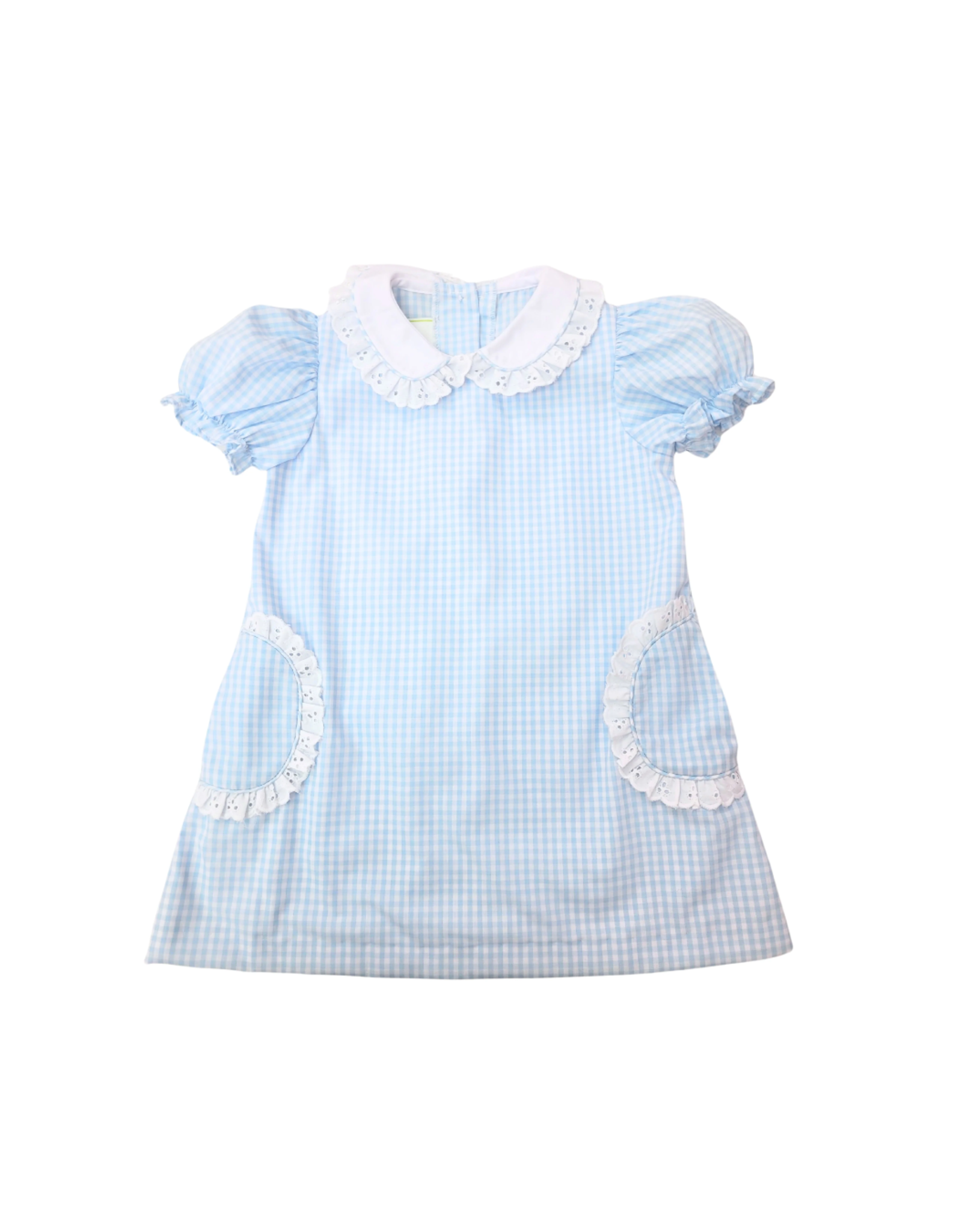 Zuccini Lace Pocket Dress, Lt Blue Check