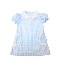Zuccini Lace Pocket Dress, Lt Blue Check