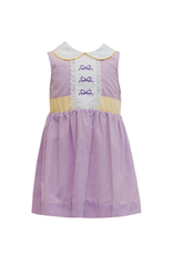 Krewe Kids Purple and Gold Gingham Bow Dress