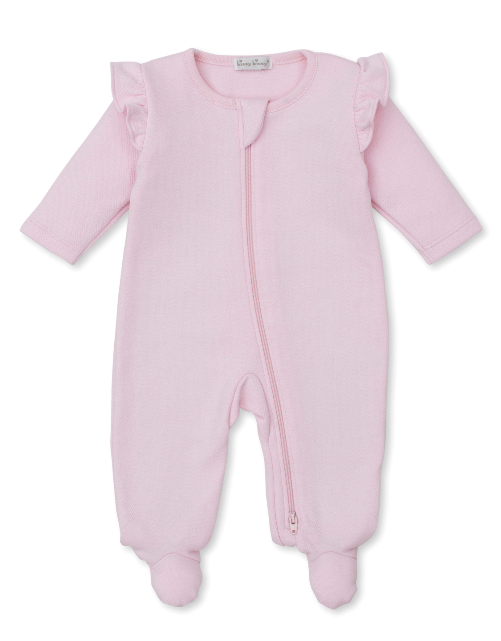 Kissy Kissy Sweet Homecoming Jacquard Zip Footie, Pink