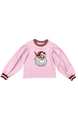 Blended Spirit Pink Santa Patch Puff Sleeve Sweatshirt
