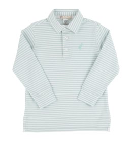 The Beaufort Bonnet Company Prim & Proper LS Pima Polo, Old Greenwich Green Stripe The Beaufort Bonnet Company Prim & Proper LS Pima Polo, Old Greenwich Green Stripe