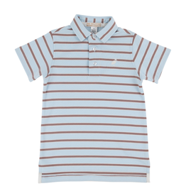 The Beaufort Bonnet Company Prim and Proper Polo SS, Buckhead Blue & Pearl Stripe The Beaufort Bonnet Company Prim and Proper Polo SS, Buckhead Blue & Pearl Stripe